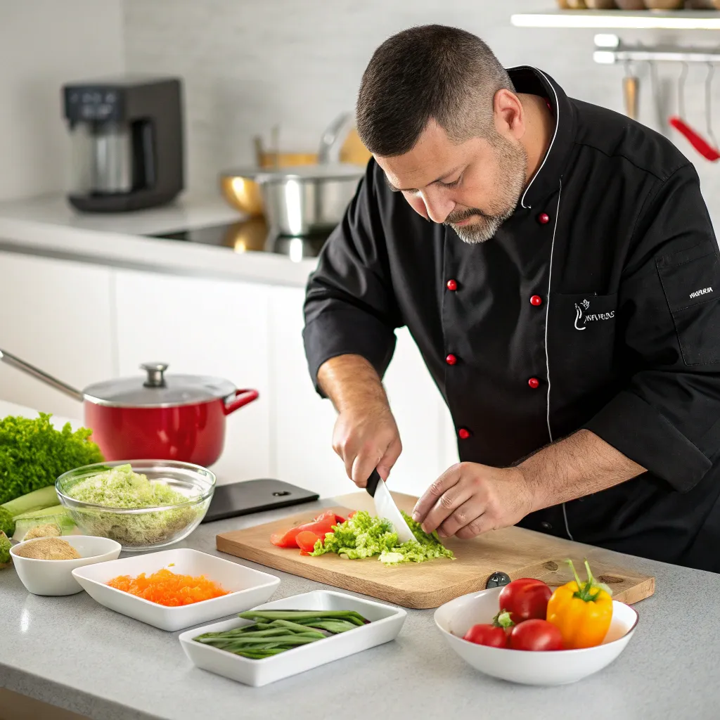 Instructor demonstrating meal preparation