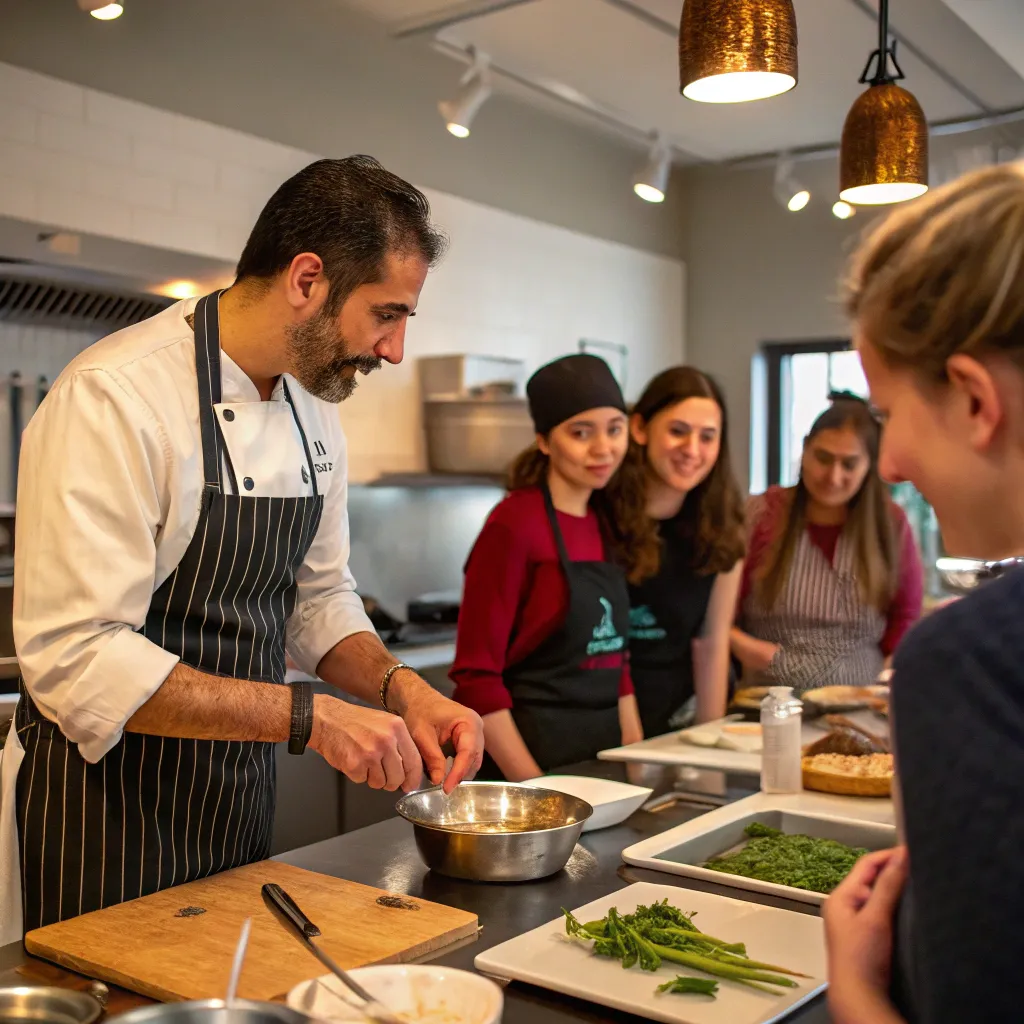 Instructor guiding a cooking class